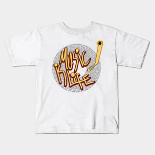 music is life gramophone themed design Kids T-Shirt